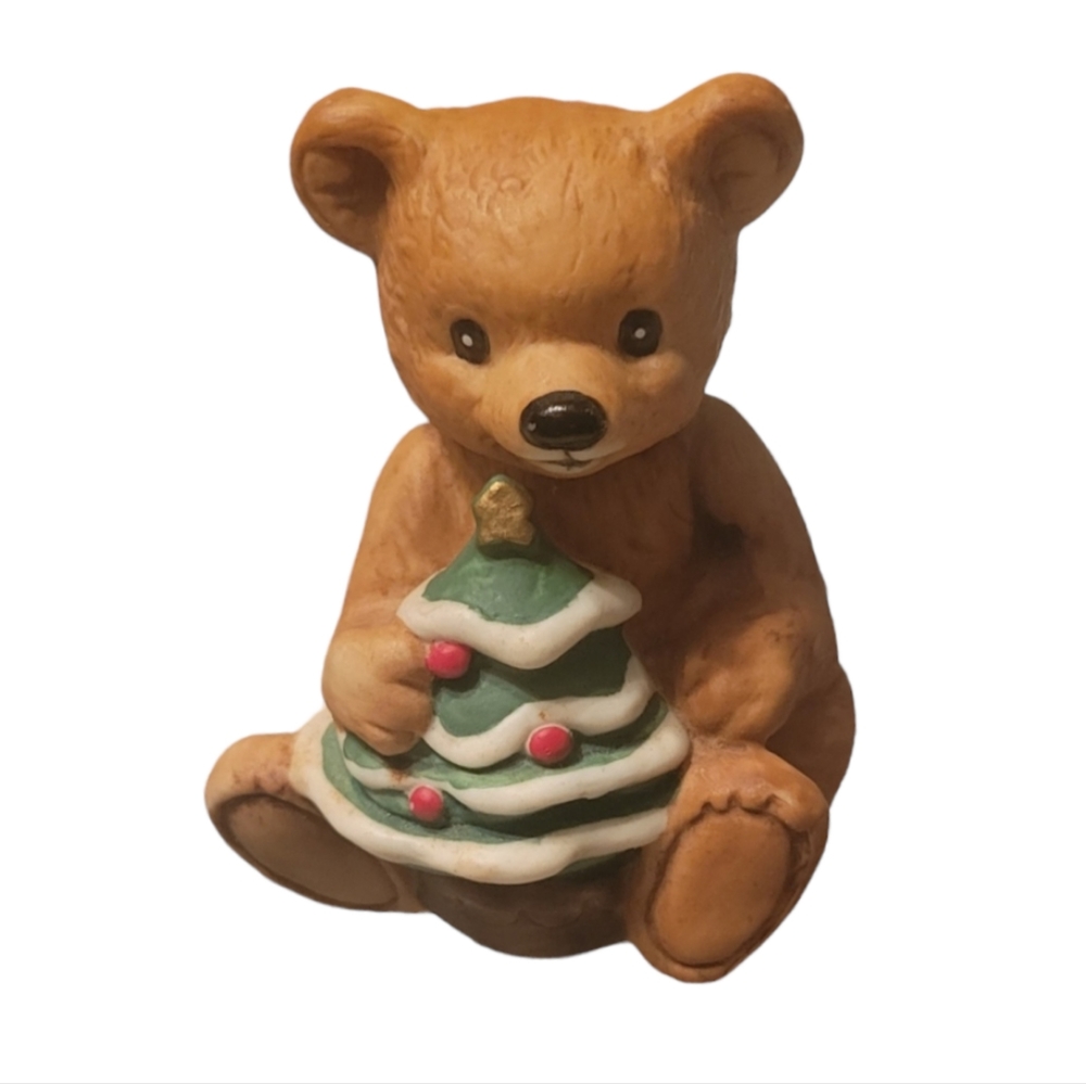Homco Bear 5505 Christmas Bear with Christmas Tree